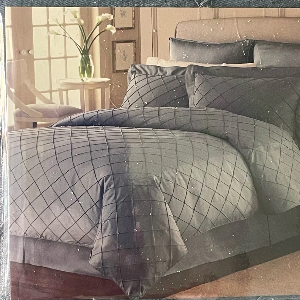 $15 SALE Comforter Cover Set Solid Textured Allegra Blue 4 Price Full/Queen
